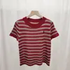 Camiseta de Punto de Manga Corta con Cuello Redondo y Rayas de Verano, Moderna, Casual, Versátil, Ligera, Estilo Nuevo, Transpirable y Cómoda para Mujer
