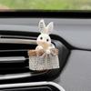 Mini Coche Consola Central Diamante Perla Maceta Decoración Accesorios para Coche Perfume Aromaterapia Adornos de Conejo Lindo para Instrumentos
