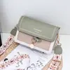 Bolso de Mujer con Tirantes Dobles de Hombro Bloques de Color Estilo Coreano 2025 Casual de Hombro Único Cruzado Bolso de Mano con Correa Ancha Bolso Cuadrado Pequeño Bloques de Color Versátil