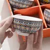 Juego de Platos Cerámicos Bohemios Transfronterizos, Tazones, Palillos, Vajilla, Regalos Pequeños, Souvenirs, Tazones Cerámicos para el Hogar, Cajas de Regalo