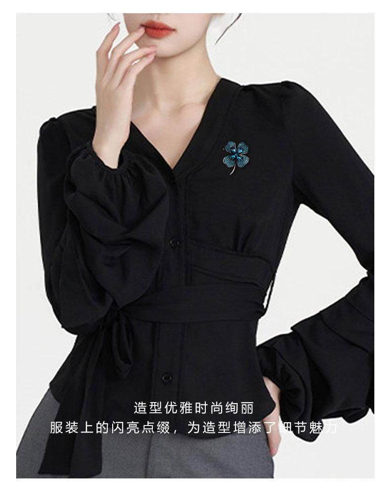 时尚简约幸运四叶草胸针小众高级感复古植物胸花奢华百