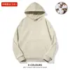 Blusões com Capuz Espessos Forrados com Fleece de Algodão Chinês 420g para Homens e Mulheres, Moletons de Cor Pura, Uniformes de Classe Soltos, Roupas de Trabalho Estampadas