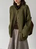 Abrigo tipo suéter grueso de estilo coreano, corte holgado para mujer, diseño retro de otoño con bolsillos grandes, cárdigan de punto suave y cómodo J8626