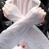 Mangas de Encaje para Protección Solar Hielo para Mujer, Estilo Delgado de Verano, Mangas Sueltas para Ciclismo al Aire Libre, Mangas de Seda de Hielo, Transpirables y Resistentes a los Rayos UV