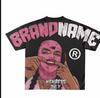 Camisa Casual de Manga Corta para Hombre con Estampado de Letras y Personajes de Moda Europea y Americana, Estilo Hip-Hop Gótico con Estampado de Patrones Grandes Punk