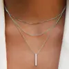 European and American Cross-Border Hot-Selling Multi-Layered Necklace, Women's Simple and Stylish Snake Bone Metal Bar Pendant Necklace