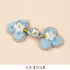 Botón Nuevo Cheongsam Estilo Chino, Botón Retro de Perla Flor de Cerezo de Tres Ruedas, Botón Tejido a Mano para Accesorio de Traje Hanfu Tang