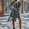 Roupas femininas europeias e americanas transfronteiriças 2023 Amazon primavera e verão novo design senso manga longa estilo casual vestido de chiffon personalização