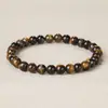 Pulseira de Pedra Olho de Tigre Amarelo Natural Círculo Único DIY Unissex Versátil para Negócios Jóia Decorativa de Boa Sorte e Proteção Financeira