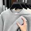 Moletom Masculino Outono Inverno Nova Temporada Descente Algodão Gola Redonda Pulôver Cor Sólida Manga Longa Casual Versátil Solto Camada Base Top