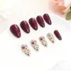 Europeu e Americano Transfronteiriço Mais Vendido Arte de Unhas Doce e Fofa Pequeno Fresco Floral Simples Longo Amêndoa Unha Postiça Usável Atacado