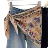 Cachecol Triangular Floral Cachecol de Seda Estampado/Bolsa de Cintura Floral de Veludo para Mulheres Decoração em Camadas Acessório Versátil de Nicho e Tendência