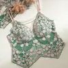 Camisola de pétalos estilo francés, malla de encaje, sujetador cómodo, lencería ligera, diseño de espalda sexy, sujetador camisola