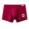 2026 Ano do Cavalo Roupa Íntima Masculina Vermelha Algodão Puro Boxer Antibacteriano Celebração de Casamento Shorts de Boa Sorte Atacado