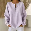 Top de Punto Rayado con Cremallera de Manga Larga Otoño/Invierno 2026 Transfronterizo Europeo y Americano, Camiseta Casual Versátil de Hombro Caído Adelgazante con Cuello Redondo para Mujer