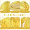 Plato de Papel Dorado con Brillo Transfronterizo Desechable Diamante Servilleta y Vaso Vajilla para Cumpleaños Aniversario Boda Femenino