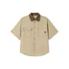 Rumei Ropa de Trabajo Estilo Japonés Marca de Moda Camisa de Manga Corta con Cuello de Solapa y Múltiples Bolsillos para Hombre, Verano Holgada Casual Versátil Camisa de Media Manga