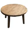 Mesa de Centro Redonda de Olmo Antigo ao Redor do Fogão para Fazer Chá Mesa de Madeira Maciça Simples Doméstica Estilo Chinês Mesa Pequena Baixa Mesa de Chá Pequena