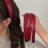 Aro de Cabelo Ancora Vermelho de Couro Vintage Feminino 2024 Novo Faixa de Cabeça para Lavar o Rosto Sensação de Alto Padrão Acessório de Cabeça Branco Carimbo de Cabelo Foco de Cabelo