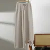 Atacado do Fabricante Lã 100% Outono e Inverno Novo Tricô de Lã com Padrão Torcido Engrossado Calças Quentes Elásticas de Cintura Alta Wide Leg para Mulheres
