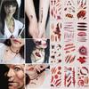 Tatuaje de Halloween divertido de terror, rasguños, mordedura, herida falsa, puntada, cicatriz, zombi, vampiro, cicatriz, pegatina