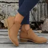 Botas Martin casuales de cuero con cremallera, punta fina, suela gruesa, adelgazantes, modernas y elegantes, moda popular de exportación, botas de cuero de talla grande europeas y americanas para mujer, color liso