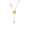 Collar con Borla de Calabaza Esmaltada de Plata de Ley 925 para Mujer, Cadena para Clavícula con Diseño Simple de Fortuna Estilo Chino Nuevo 0581A