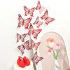 Mariposa tridimensional roja de una sola capa serie de San Valentín rosa amor calado mariposa pegatinas decorativas pegatinas de pared un juego de 12