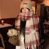 Bufanda Cálida de Color Sólido Nueva de Invierno con Borlas, Chal Bufanda Simple Versátil, Bufanda Cálida de Lana