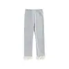 Wuli Bu Yi [Processamento Personalizado] Calças Casuais Femininas de Retalhos com Renda na Barra, Elásticas, Slim Fit, para Primavera e Outono