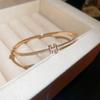 Pulsera Geométrica Abierta Incrustada con Diamantes, Lujo Ligero, Gama Alta, Pulsera de Moda Personalizada, Elegante, Simple y Versátil para Mujer