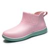 Botas de lluvia de moda para mujer, zapatos de agua de tubo corto a la moda, ropa exterior para las cuatro estaciones, zapatos de trabajo para lavado de autos, zapatos de goma antideslizantes impermeables de tubo bajo, botas de lluvia