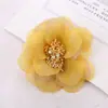 Estilo Coreano Tela Estilo Chanel Broche Corsage Moda Tocado Flor Pinza de Pelo Doble Flor de Peonía Accesorios para Sombrero de Paja