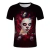 Comércio transfronteiriço Halloween Natal Camiseta com impressão digital 3D masculina feminina manga curta atacado