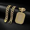 Hip Hop Europeo y Americano Aleación Full Diamante Placa de Perro Colgante Cuadrado Personalidad Tendencia Accesorios de Joyería para Hombres Venta al por Mayor Transfronteriza