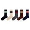 Calcetines de Nuevo Estilo Coreano para Mujer, Calcetines a Rayas Modernos de Doble Aguja Transpirables Absorbentes de Sudor, Calcetines de Algodón sin Costuras Maillard, Calcetines de Moda hasta la Media Pantorrilla