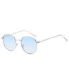 Gafas de sol de montura pequeña europea y americana de montura redonda metálica de borde grueso y a todo color, color océano, nuevas gafas de sol de moda
