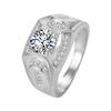 Anillo Jin Jiahua Chapado en Platino de 18K con Diamante Simulado de 1 quilate Anillo de Caballero Anillo Edición Ancha de Negocios Agresivo
