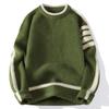 Comércio Exterior masculino outono e inverno novo suéter de gola redonda com blocos de cor listrado de manga comprida suéter casual quente da moda masculina