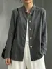 Chaqueta de algodón y lino con cuello mao estilo chino nuevo transfronteriza para mujer, cárdigan holgado para primavera y otoño, camisa casual de manga larga en estilo chino tradicional, venta al por mayor para exportación
