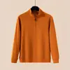 Sudadera casual de hombre con media cremallera, tejido gofrado de terciopelo, manga larga, top cómodo y cálido para otoño e invierno, camiseta interior