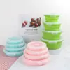 Tazón Plegable Portátil Redondo de Silicona Lonchera Telescópica Caja Conservadora para Refrigerador Lonchera para Estudiantes