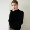 Suéter de cachemira para mujer, 100% cachemira pura de cabra, nuevo diseño de moda, color sólido, versátil, cuello medio alto, jersey de punto, suéter cálido