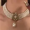 Cadena para Clavícula de Alta Resistencia Estilo Europeo y Americano, Cadena para Clavícula de Perlas Multicapa Estilo Palacio Barroco Retro, Accesorios de Collares de Alta Gama para el Cuello