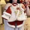 Traje de estilo nacional de niña Ningli, traje de Nochevieja 2025, nueva ropa de invierno, estilo extranjero de dos piezas para niña bebé, estilo de Año Nuevo