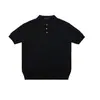 Camisa Polo Jacquard de Lujo Ligero Estilo Old Money con Textura de Raya Vertical, Cuello Redondo de Manga Corta de Punto Color Sólido, Hombros Normales Ajustados