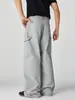 Ropa de Hombre Fengshe / Primavera Tinta Salpicada Lavado Retro Americano Desgastado Gris Sucio Ropa de Trabajo Pantalones Casuales Rectos Sueltos