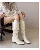 Nuevas Botas Vaqueras Western de Gamuza para 2025, Botas Altas Vintage Adelgazantes de Suela Plana hasta la Rodilla para Mujer