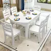 Mesa de Comedor y Sillas de Madera Maciza Combinación Telescópica Plegable Cuadrada y Redonda Doble Propósito Sala de Estar Hogar Apartamento Pequeño Mesa de Comedor Mesa Redonda Variable