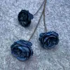 Flores artificiales azul bruma para bodas al por mayor, flores falsas de color bruma oscura para escenario de salón de bodas, decoración floral de fondo de pasillo